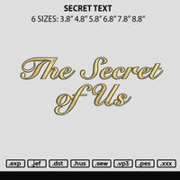 Secret Text Embroidery File 6 sizes