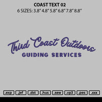Coast Text 02 Embroidery File 6 sizes
