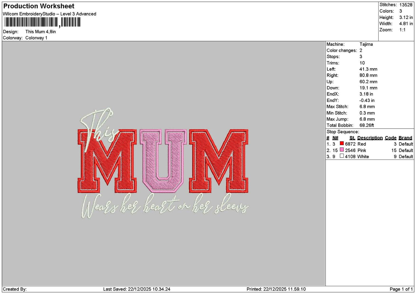 Mumtext Embroidery File 6 sizes