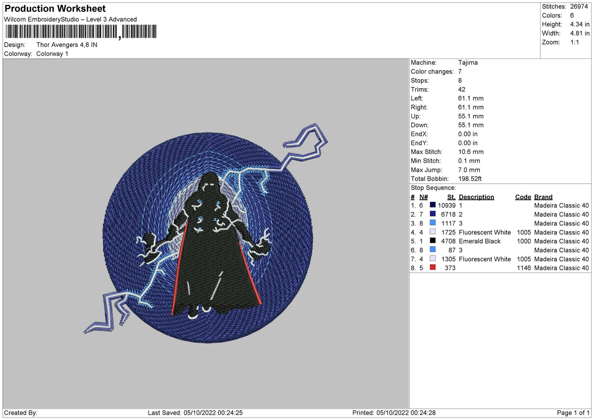 Thor Avr Embroidery File 6 sizes – Master Digitizer