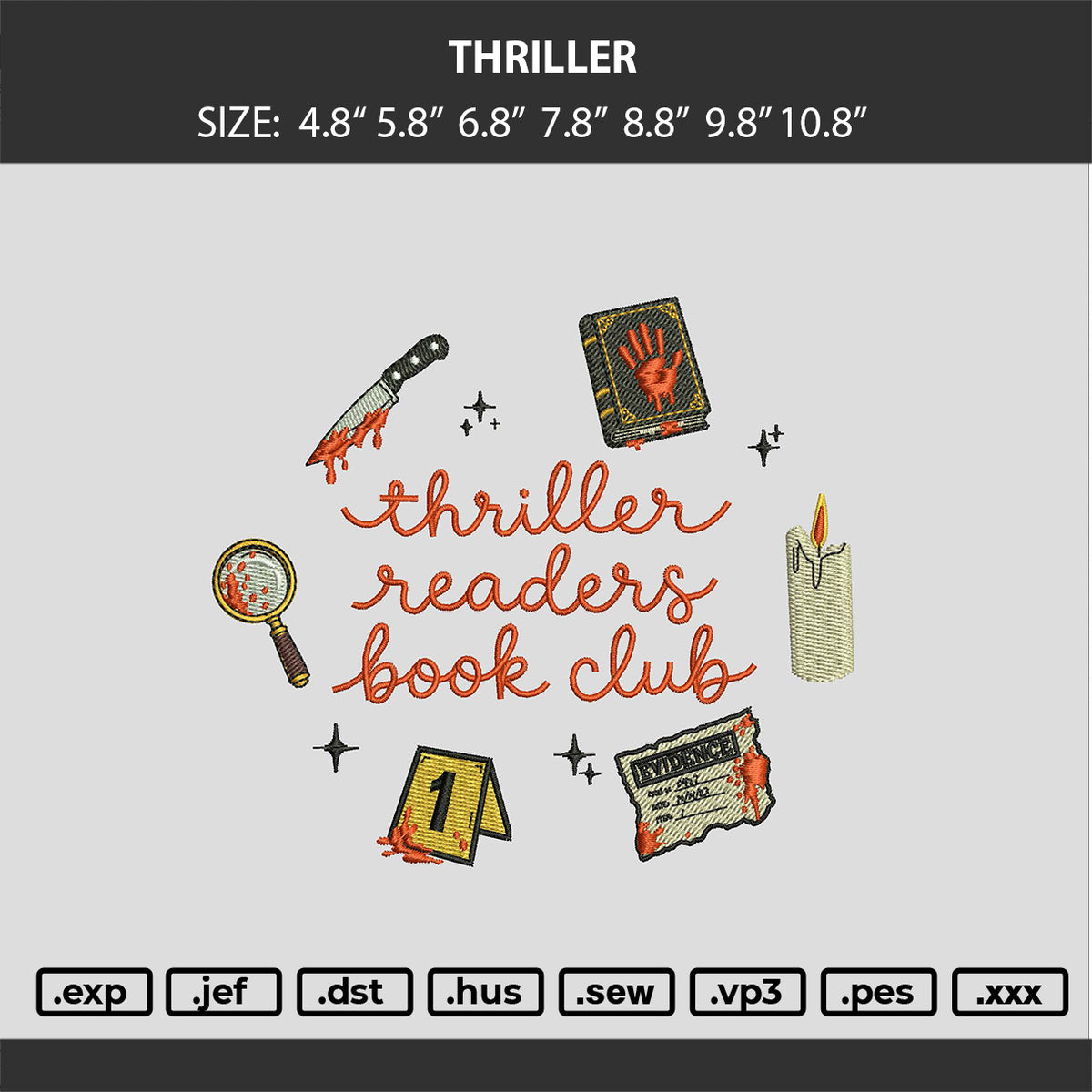 Thriller Embroidery Machine Design File 6 sizes