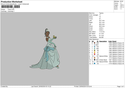 Tiana 1908 Embroidery File 6 sizes