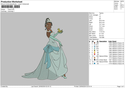 Tiana 1908 Embroidery File 6 sizes