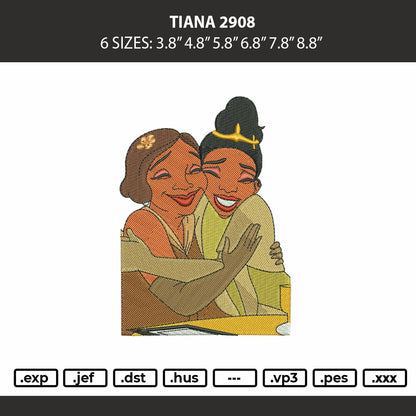 Tiana 2908 Embroidery Machine Design File 6 sizes