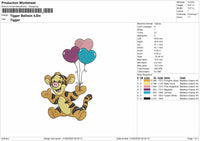 Tigger Balloon Embroidery Designs File