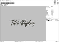 Tiki Text Embroidery File 6 sizes