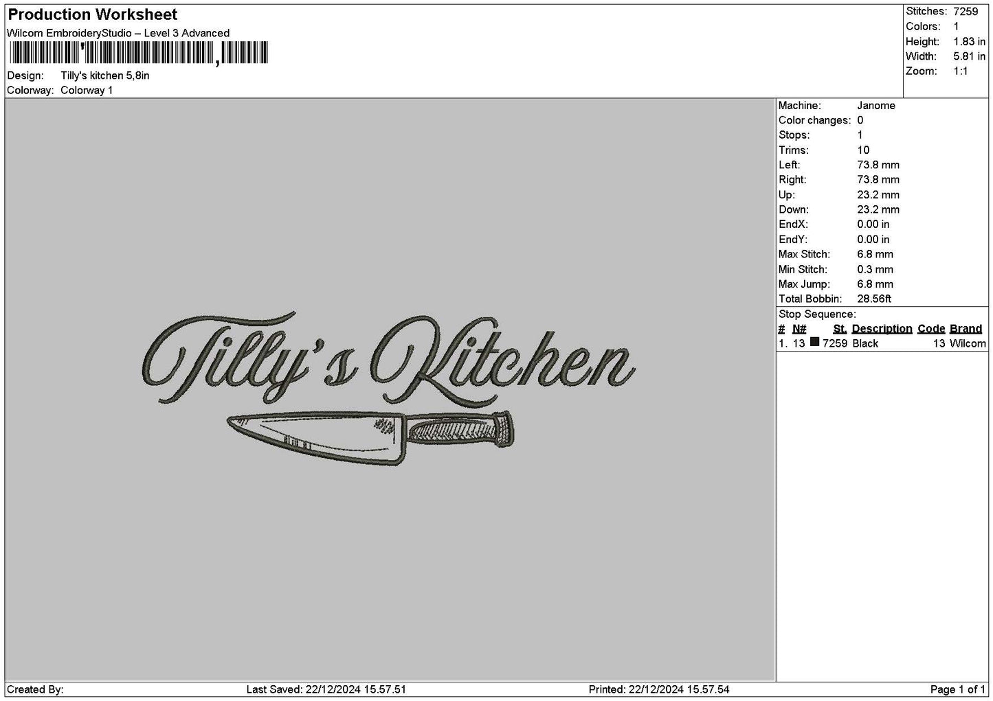 Tillystext Embroidery File 6 sizes