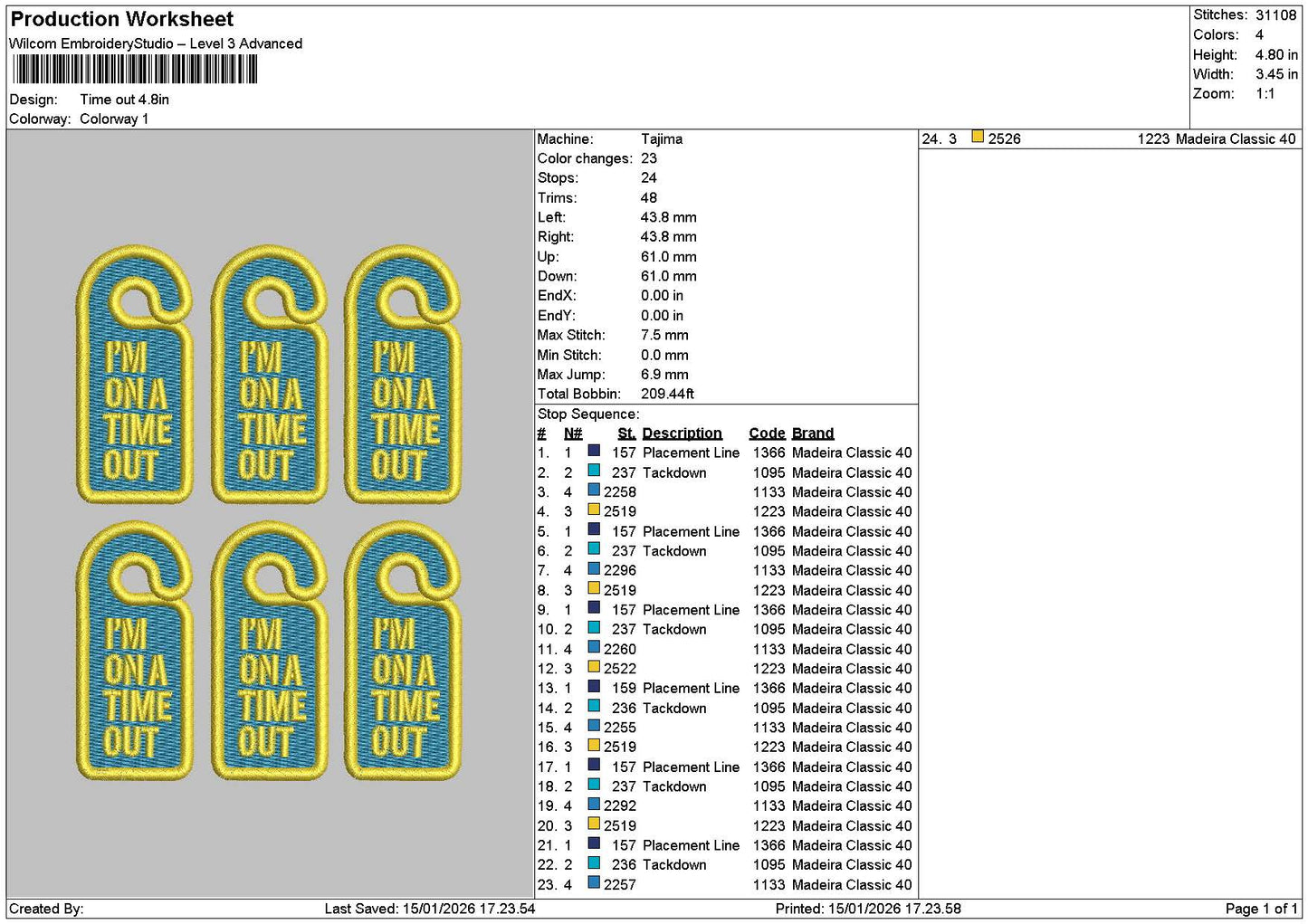 Timeoutpatch Embroidery File 6 sizes