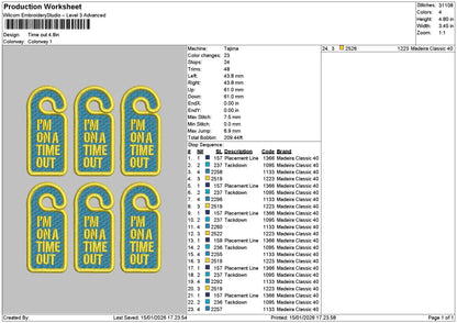 Timeoutpatch Embroidery File 6 sizes