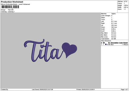 Titatext Embroidery File 6 sizes