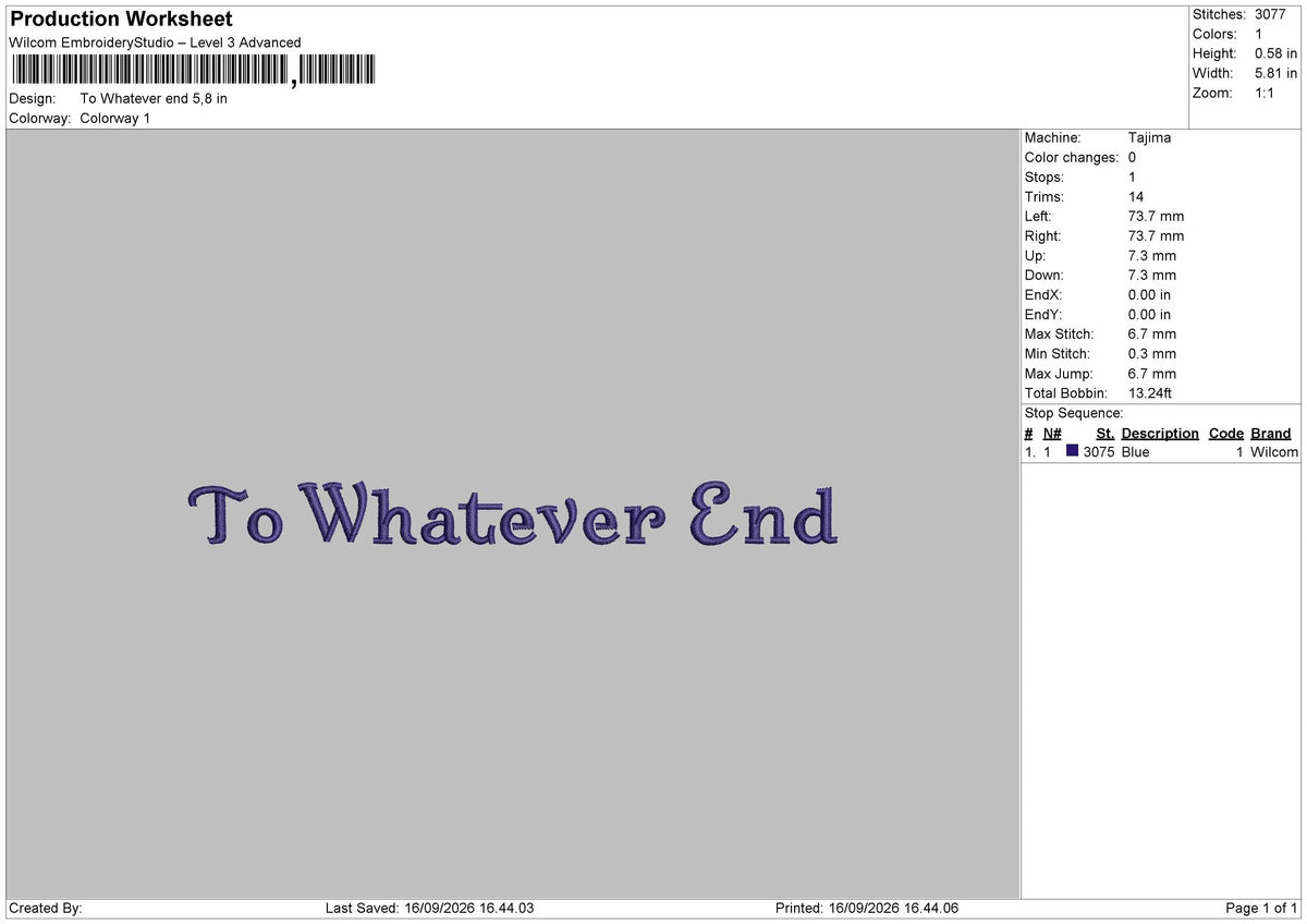 Whatever Text Embroidery Machine Design File 6 sizes
