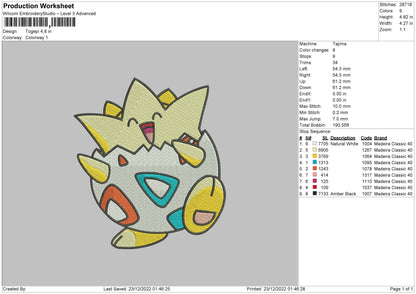 Togepi Embroidery File 6 sizes