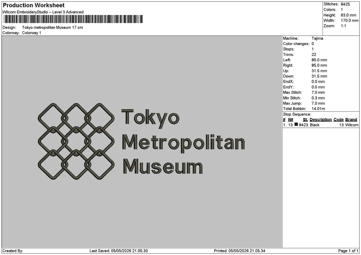 Tokyotext 0505b Embroidery File 12 sizes