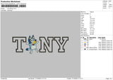 Tony Text Embroidery File 6 sizes