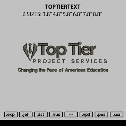Toptiertext Embroidery File 6 sizes