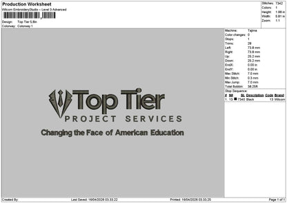 Toptiertext Embroidery File 6 sizes