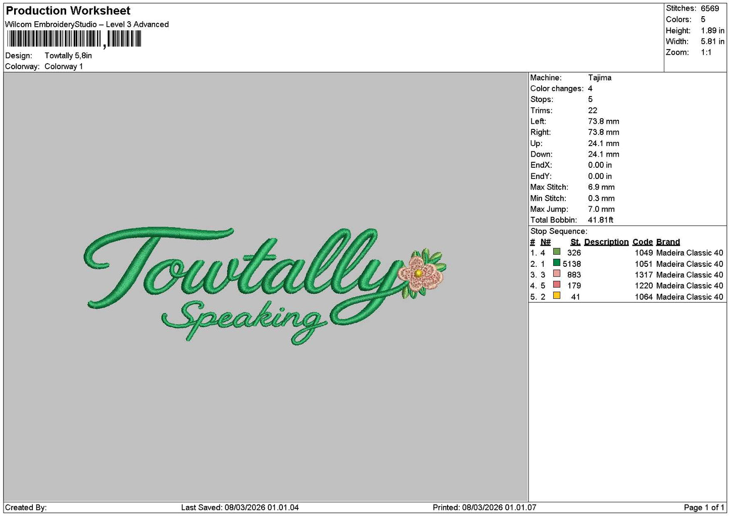 Towtllytext Embroidery File 6 sizes