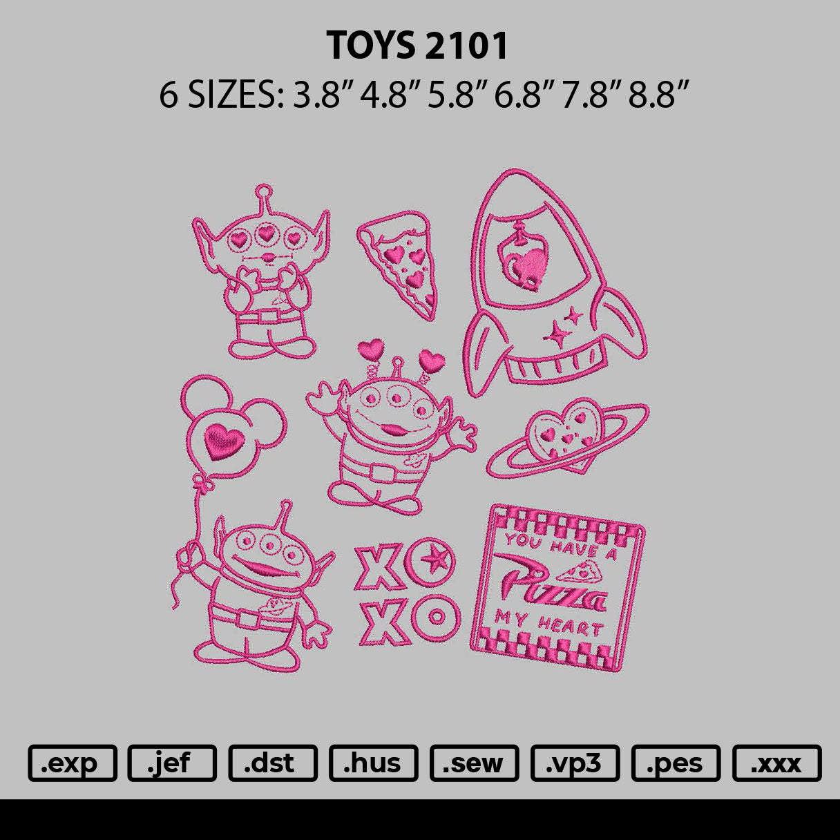 Toys 2101 Embroidery File 6 sizes