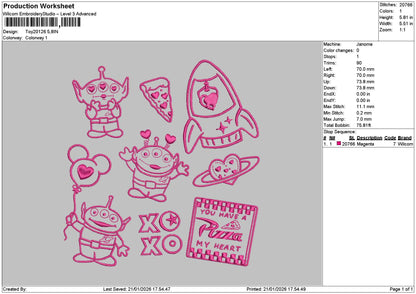Toys 2101 Embroidery File 6 sizes