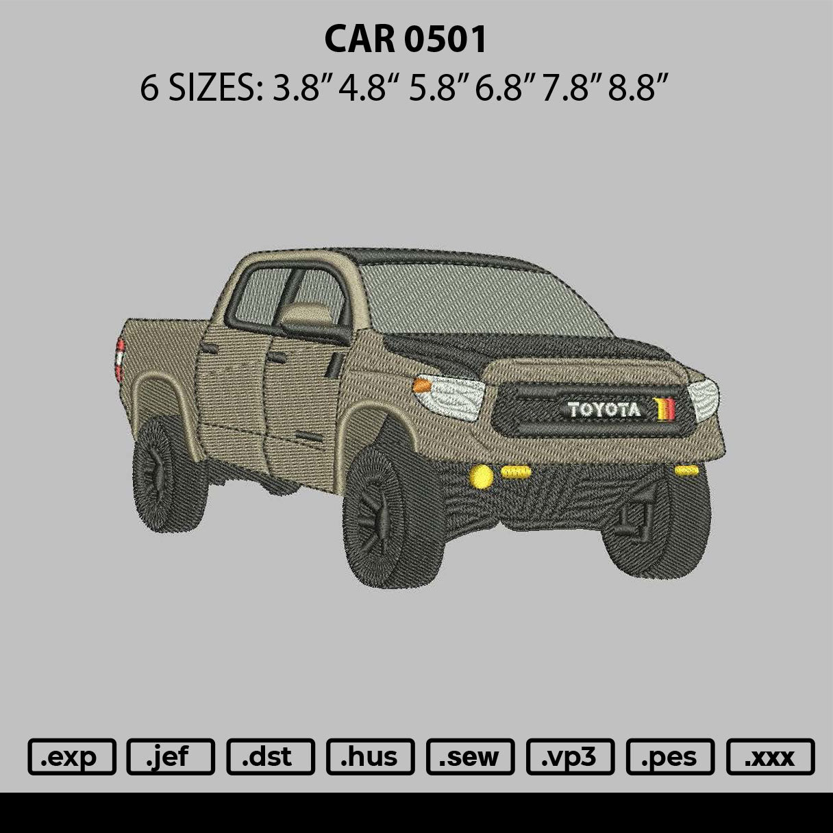Car 0501 Embroidery File 6 sizes