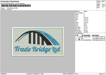 Tradetext Embroidery File 6 sizes