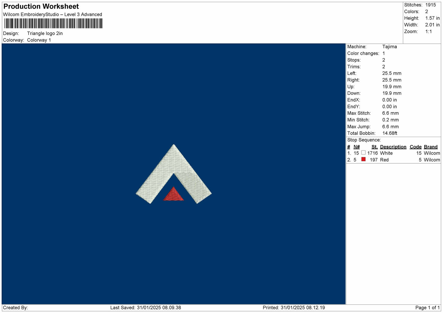 Triangle logo embroidery