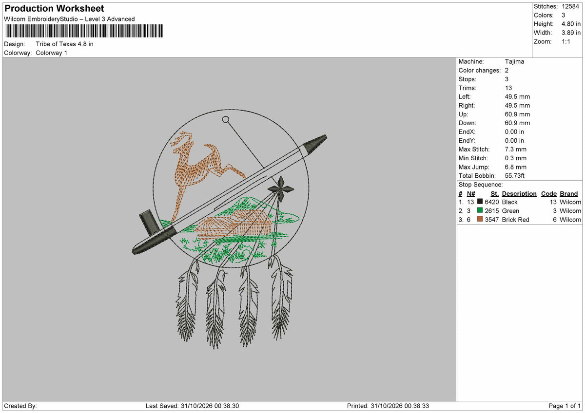 Deer Circle Embroidery Machine Design File 6 sizes