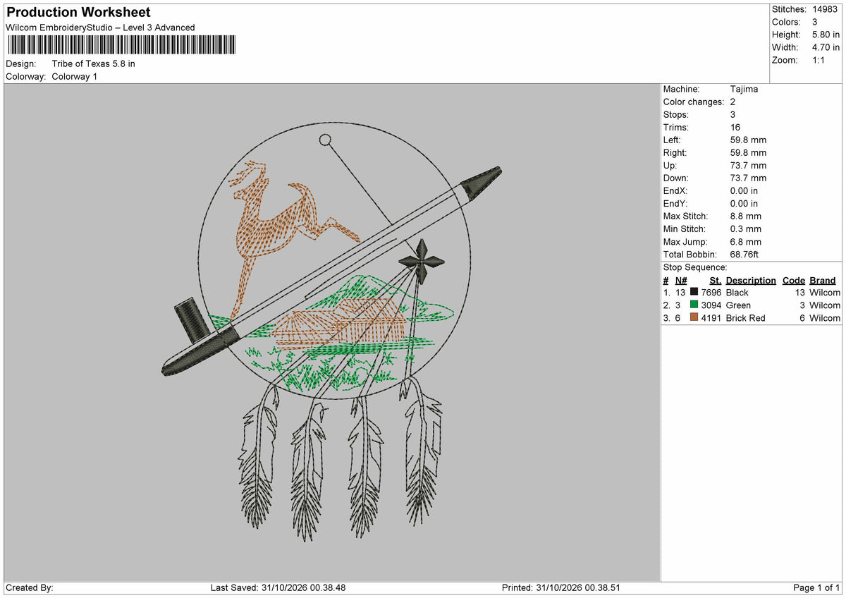 Deer Circle Embroidery Machine Design File 6 sizes