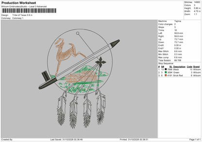Deer Circle Embroidery Machine Design File 6 sizes