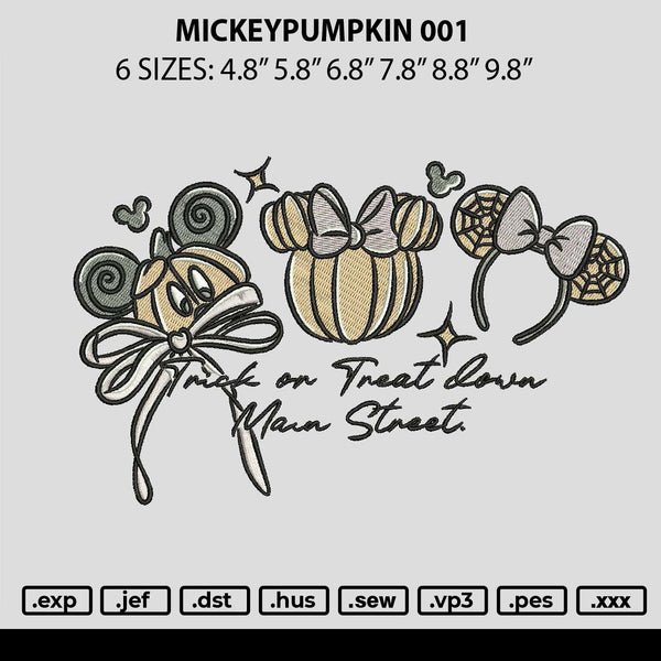 Mickeypumpkin 001 Embroidery File 6 sizes