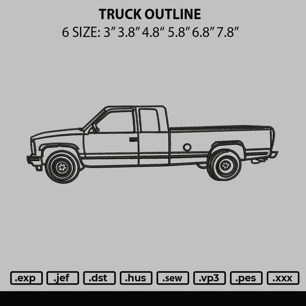 Truck Outline Embroidery File 6 sizes