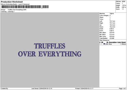 Truffles Text 2204 Embroidery File 6 sizes