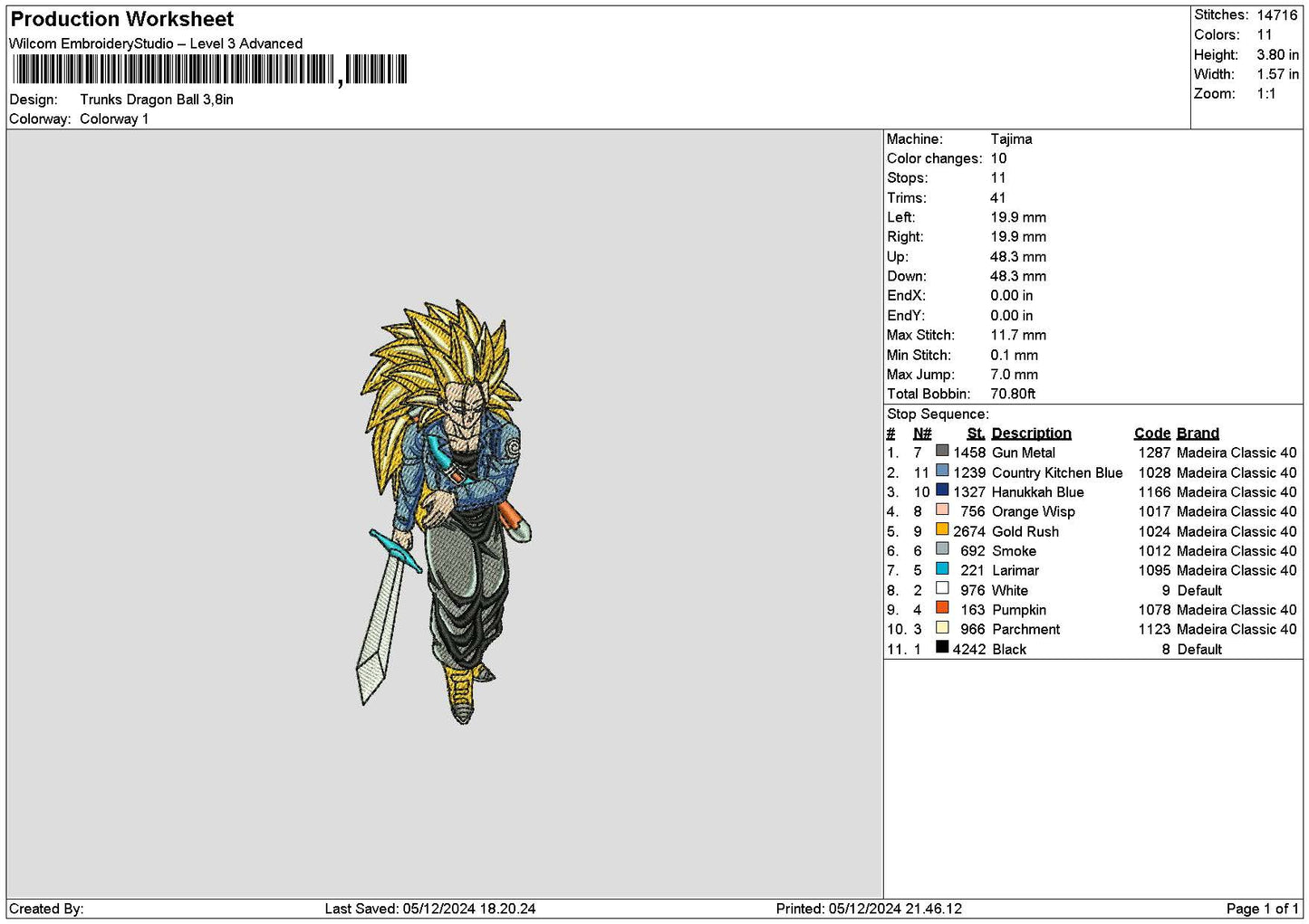 Dragontrunks 0512 Embroidery File 6 sizes