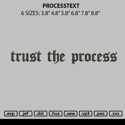 Processtext Embroidery File 6 sizes