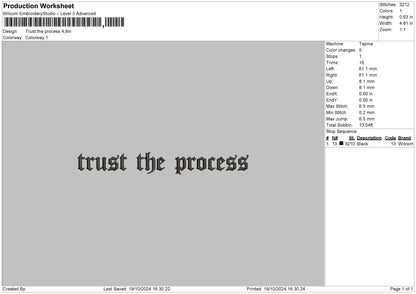 Processtext Embroidery File 6 sizes
