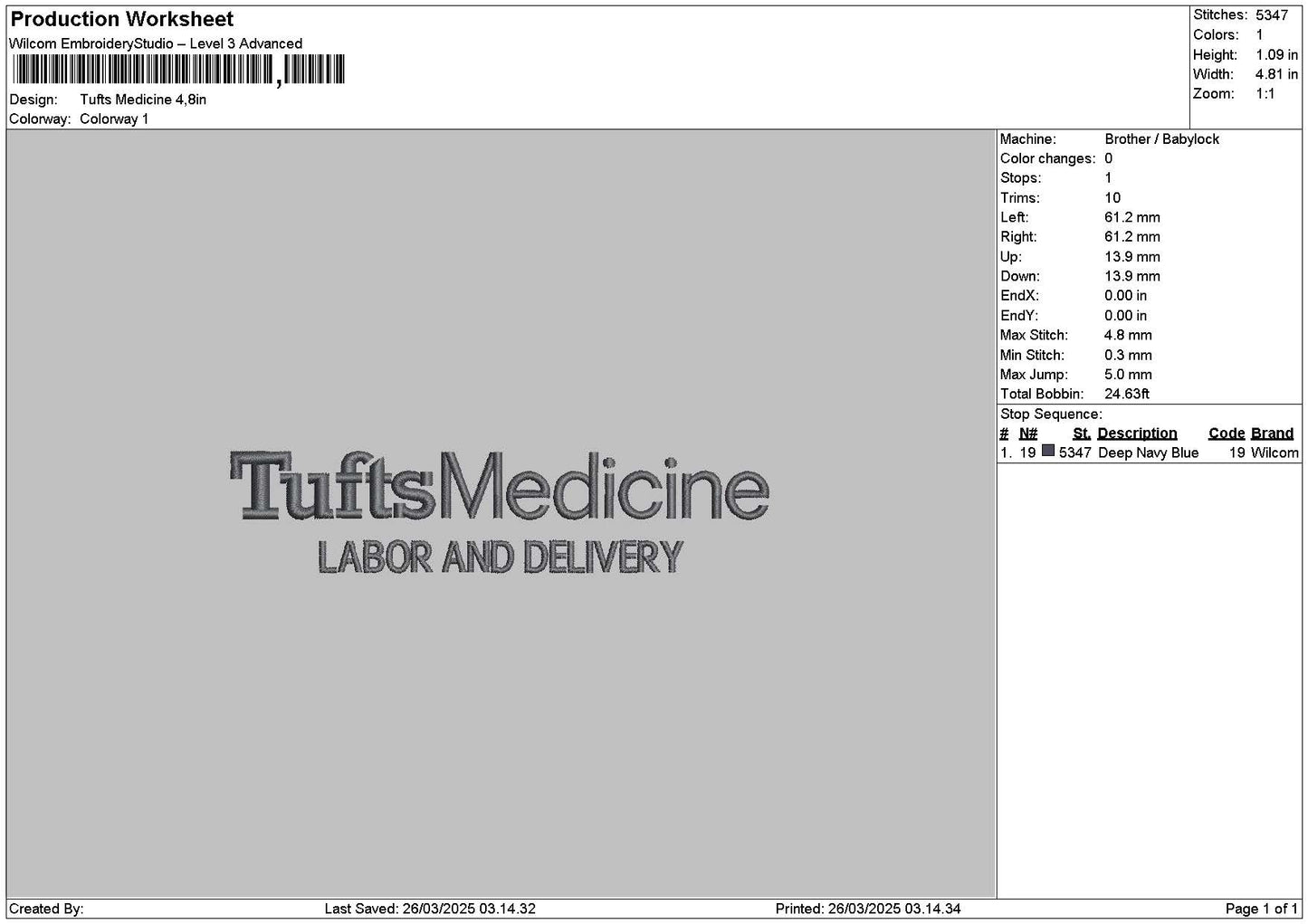 Tuftstext Embroidery File 6 sizes