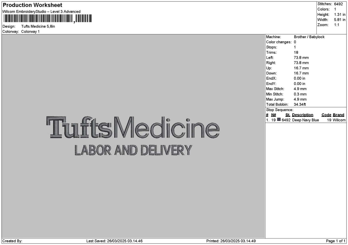 Tuftstext Embroidery File 6 sizes