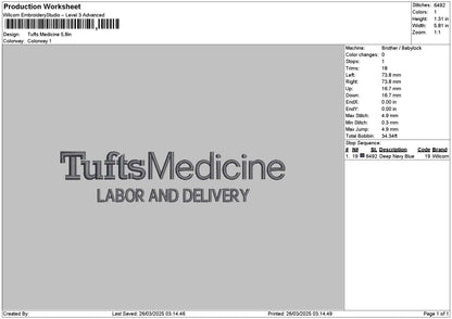 Tuftstext Embroidery File 6 sizes