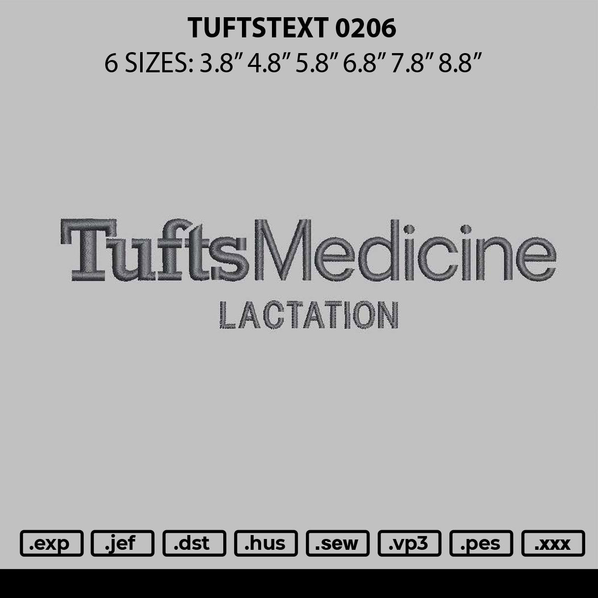 Tuftstext 0206 Embroidery File 6 sizes