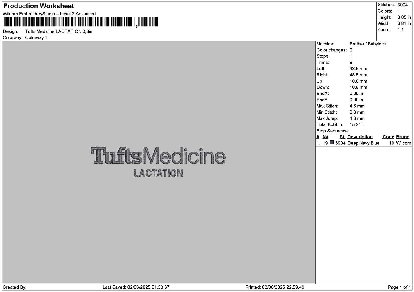Tuftstext 0206 Embroidery File 6 sizes