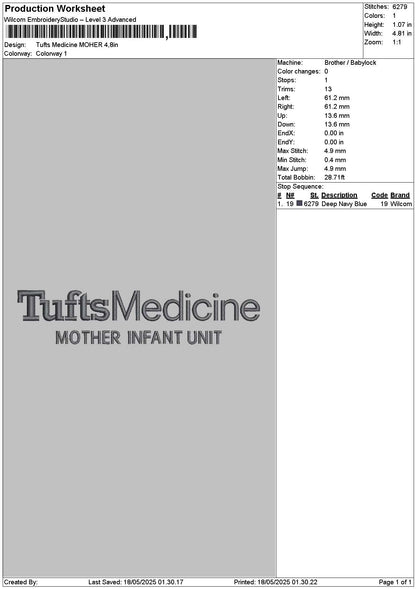 Tuftstext Embroidery File 6 sizes