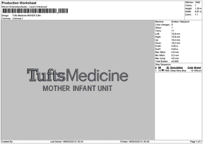 Tuftstext Embroidery File 6 sizes
