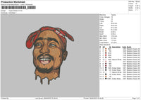 Tupac Shakur Embroidery File 5 sizes