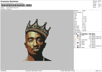 Tupac King Embroidery File 6 sizes