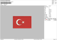 Turkiye Flag Embroidery File 4 sizes