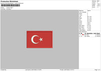 Turkiye Flag Embroidery File 4 sizes