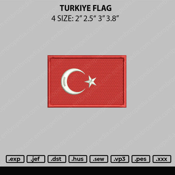 Turkiye Flag Embroidery File 4 sizes