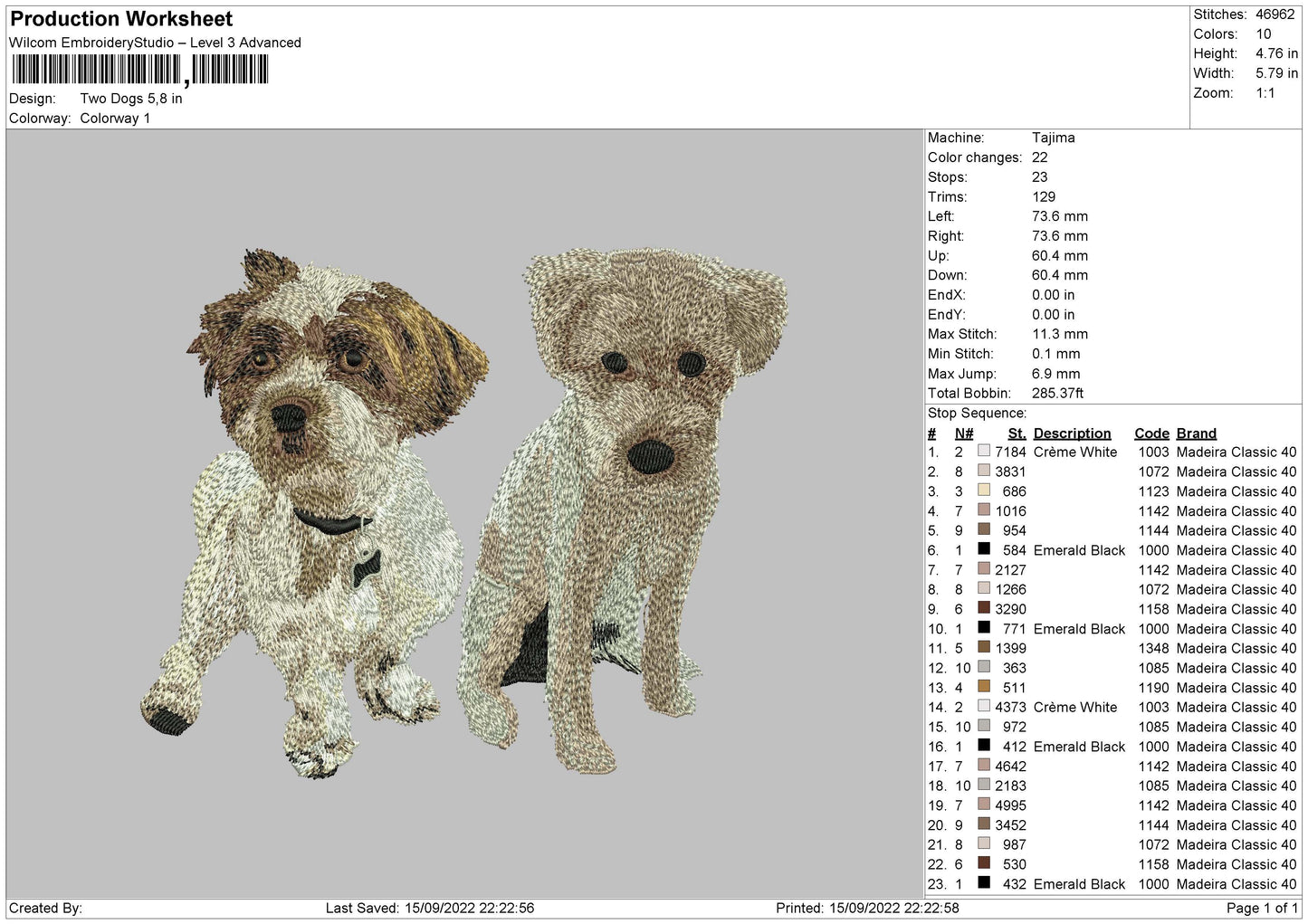 Two Dogs Embroidery File 5 sizes