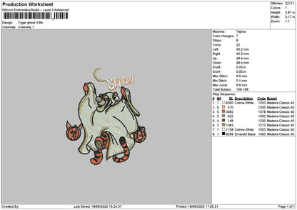 Tigerghost Embroidery File 6 sizes