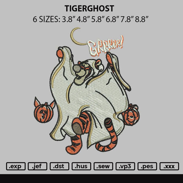 Tigerghost Embroidery File 6 sizes